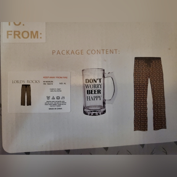 Lord's Rocks Don’t Worry Beer Happy Men’s Fleece Pajama Pants Beer Mug Size XL - Picture 4 of 4